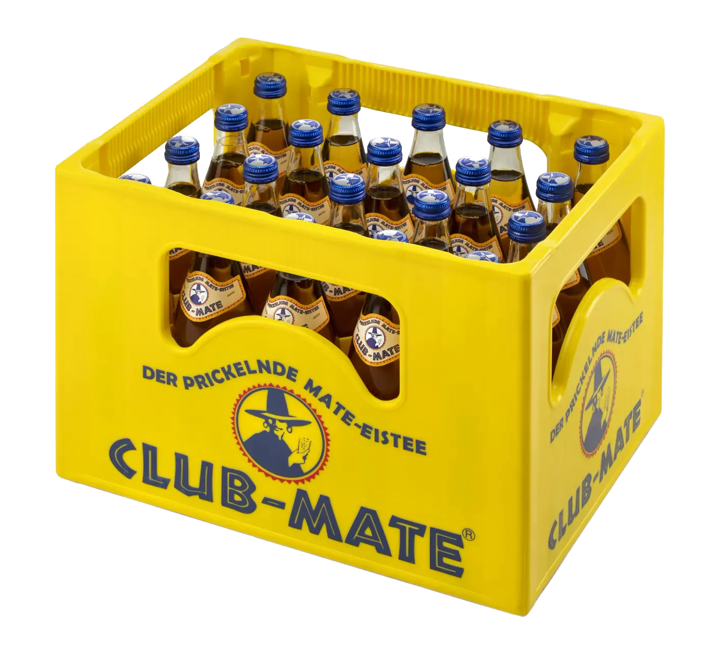 Žltá prepravka Club-Mate s 20 fľašami